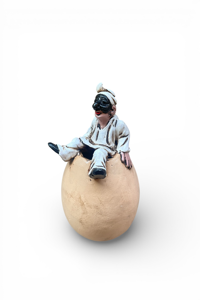 Eggs with puffin - terracotta sculpture