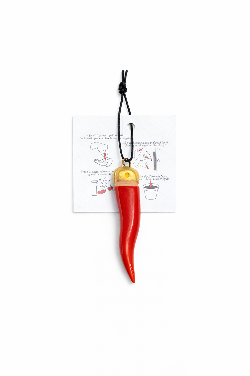 Corno Portafortuna con Corona Squadrato – Smaltato – 6 cm