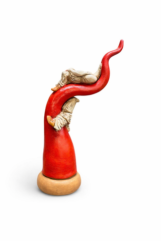 Corno portafortuna con Pulcinella - 25 cm