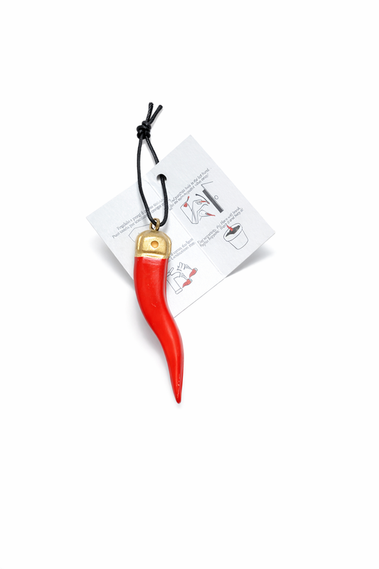 Corno Portafortuna con Corona Squadrato – Dipinto – 6 cm