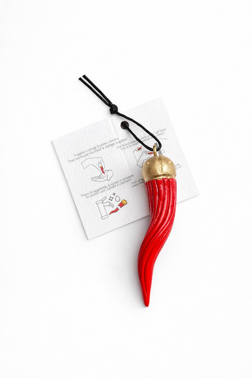 Corno Portafortuna con Corona Rigato – 6 cm