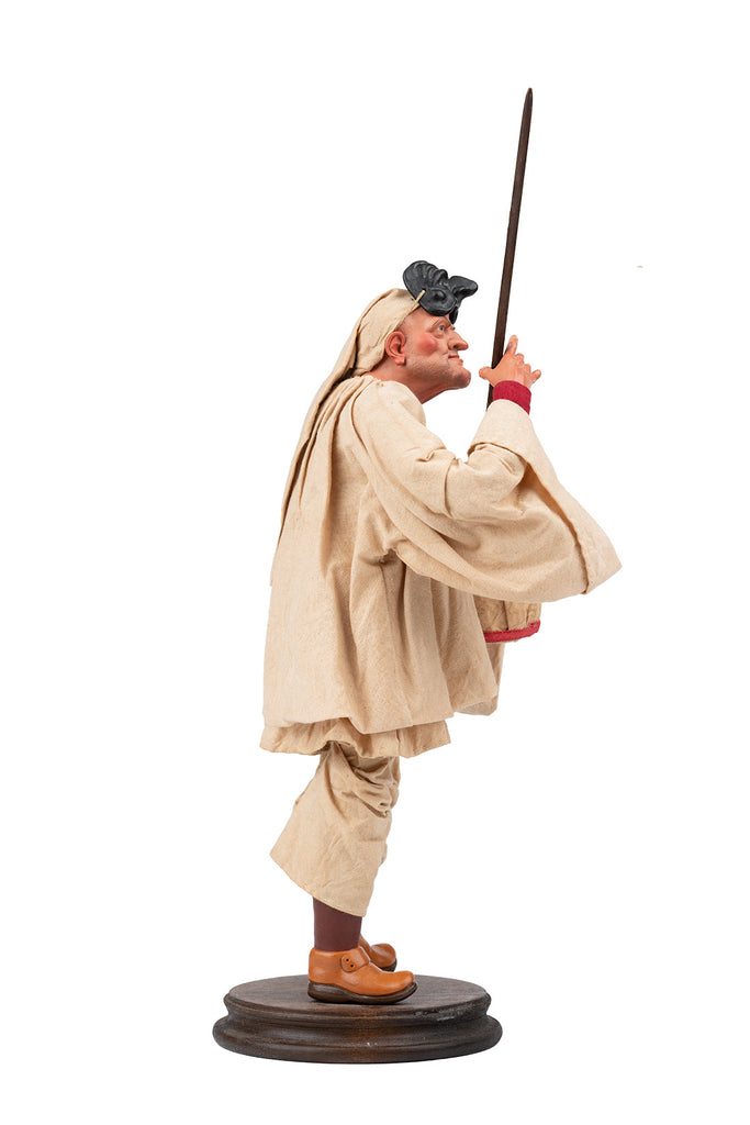 Pulcinella con putipù - Escultura 35 cm