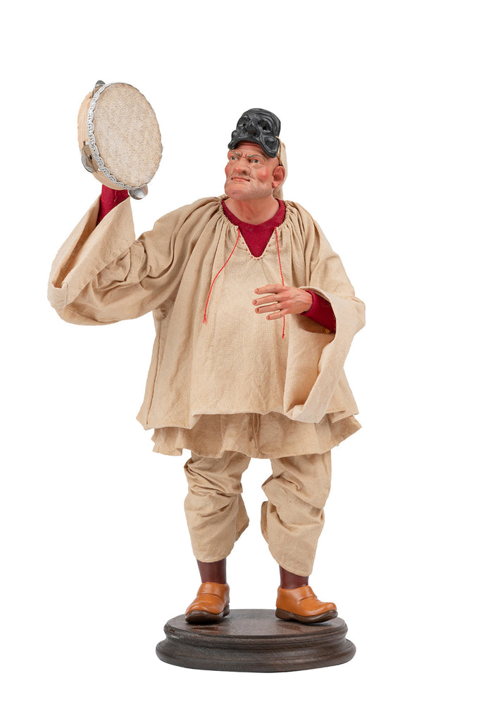 Pulcinella con tamburello 35 cm