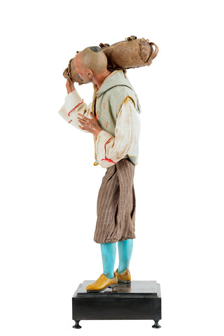 Portatore orientale con sacca - Scultura presepiale (40 cm)