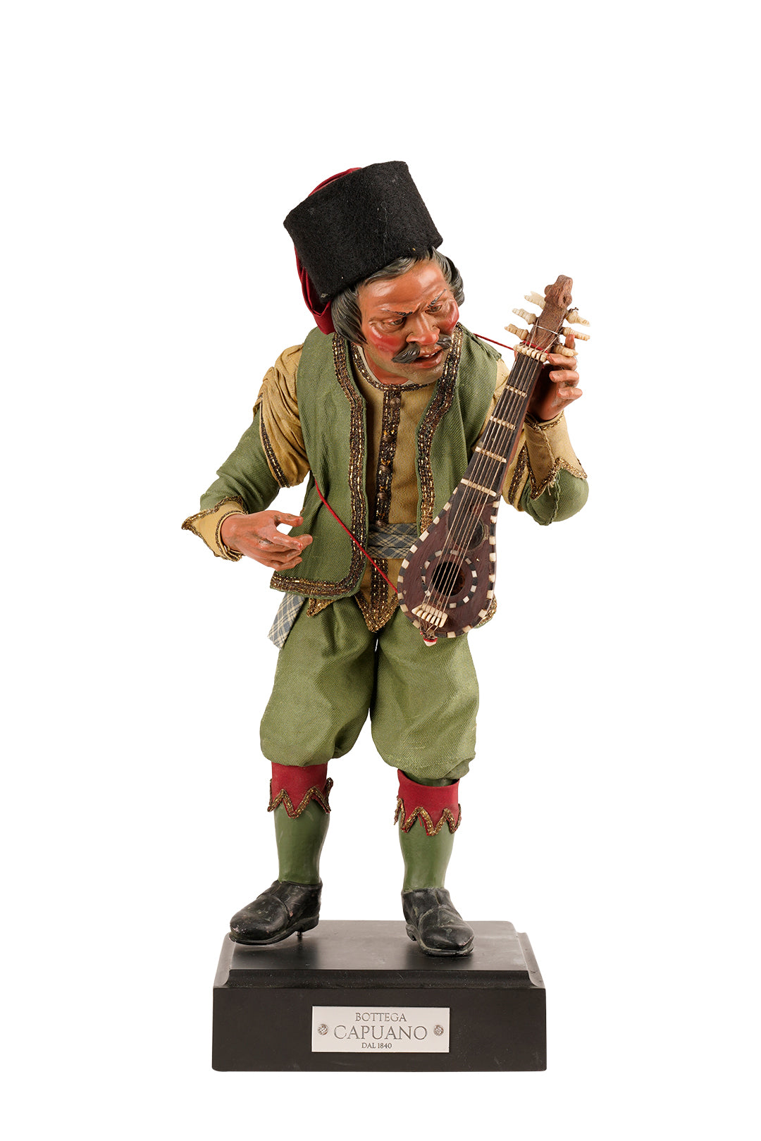 Oriental dwarf with mandolin - nativity sculpture 34cm