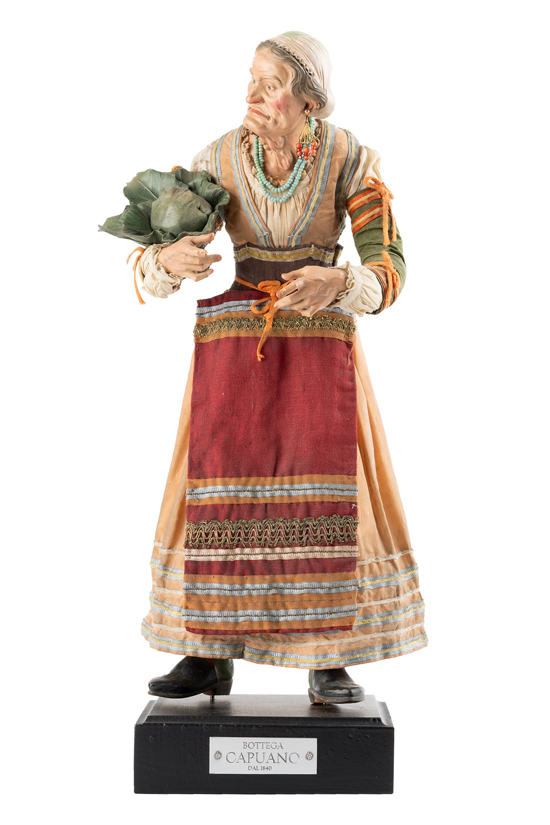 Vecchia nobile con cavolo - Scultura presepiale (40 cm)