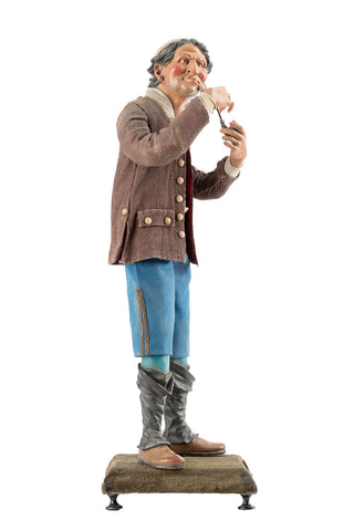 Fumatore con pipa - Scultura presepiale (40 cm)