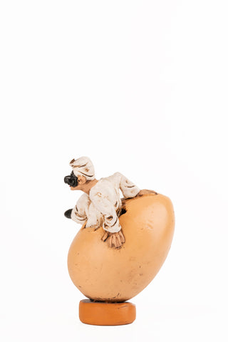 Eggs with puffin - terracotta sculpture