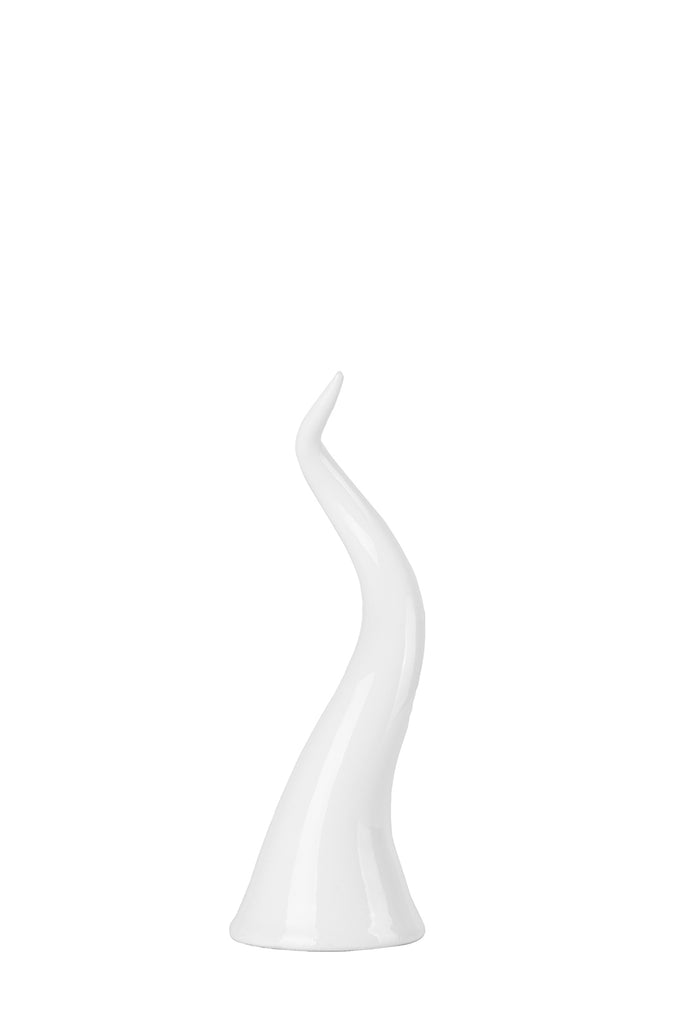 White glazed terracotta horn
