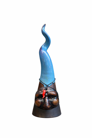 Corno portafortuna da tavolo azzurro - 35 cm