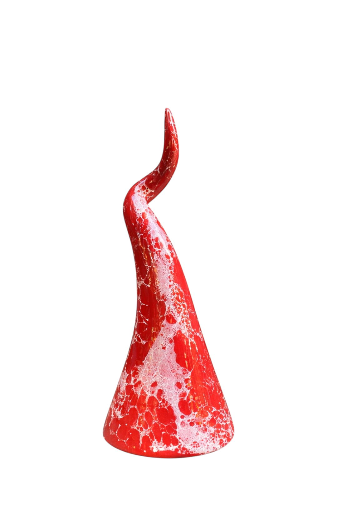 Corno portafortuna bubble glaze - rosso e bianco 35 cm