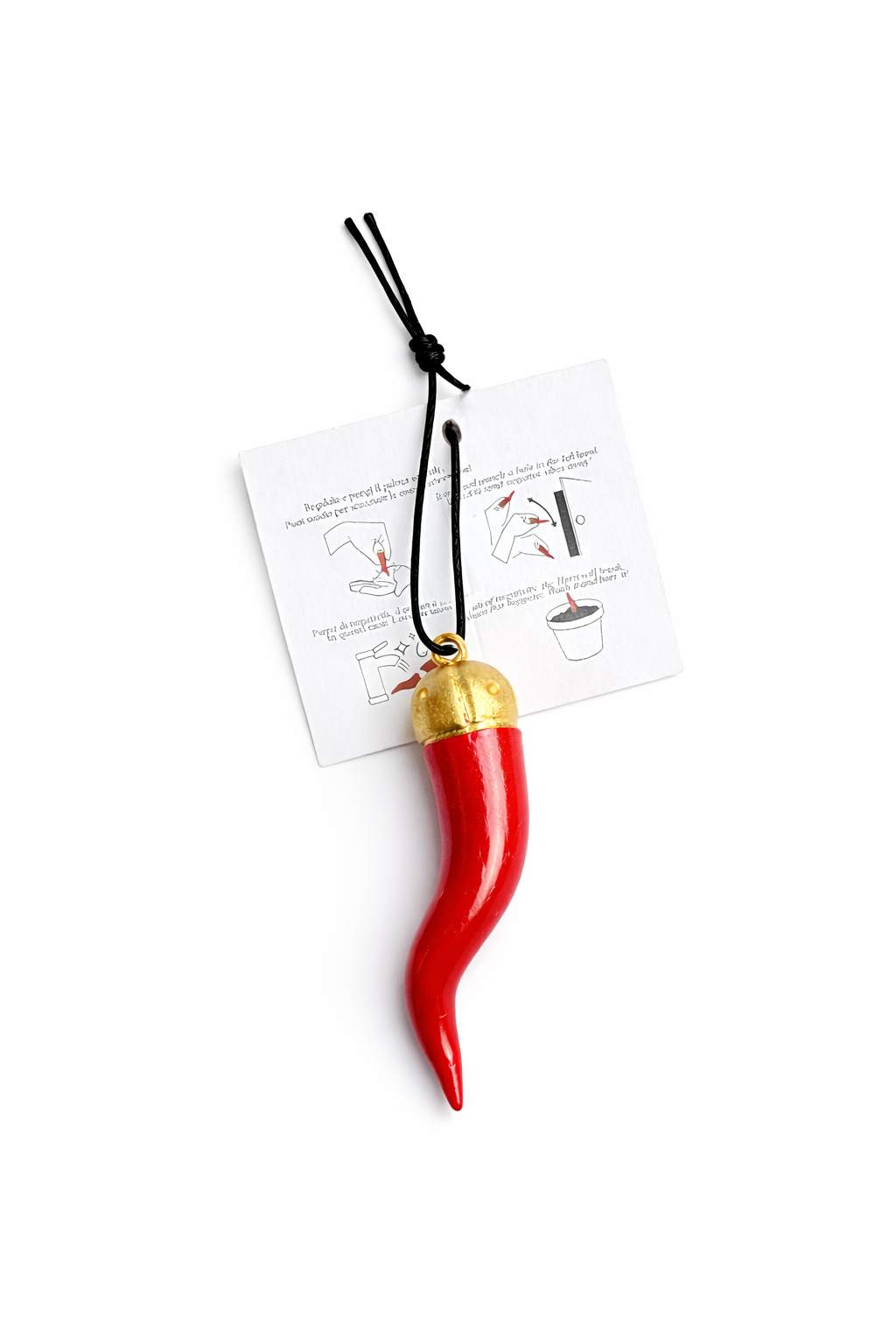 Corno Portafortuna con Corona – Dipinto – 6 cm