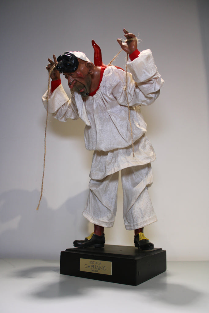 Pulcinella with tambourine - sculpture 25 cm