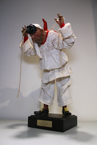 Pulcinella with tambourine - sculpture 25 cm