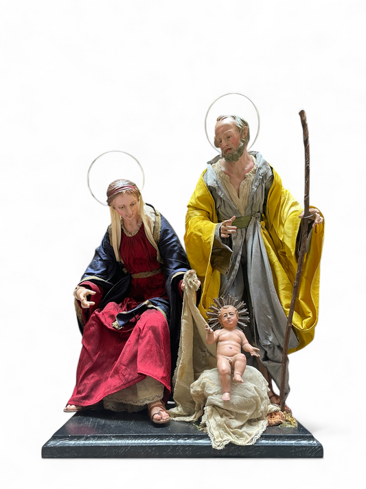 Natività (Red Version) su base in legno 30 cm