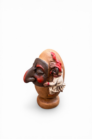 Eggs with puffin - terracotta sculpture