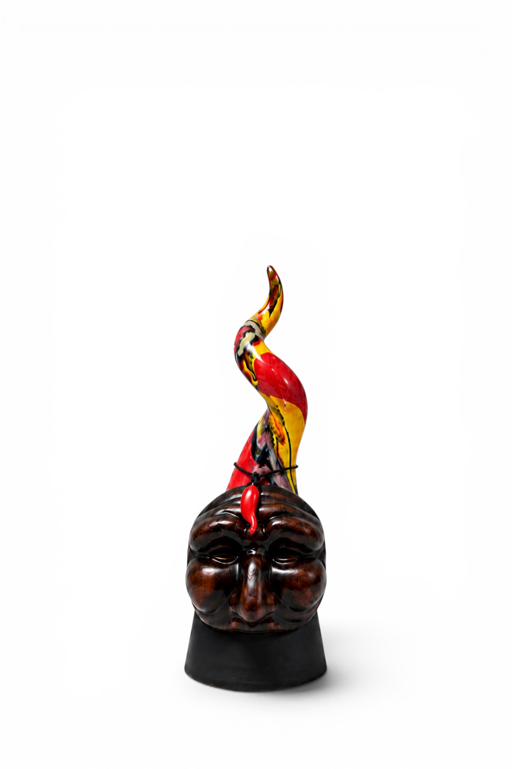 Corno con Maschera di Pulcinella - Rosso Mix