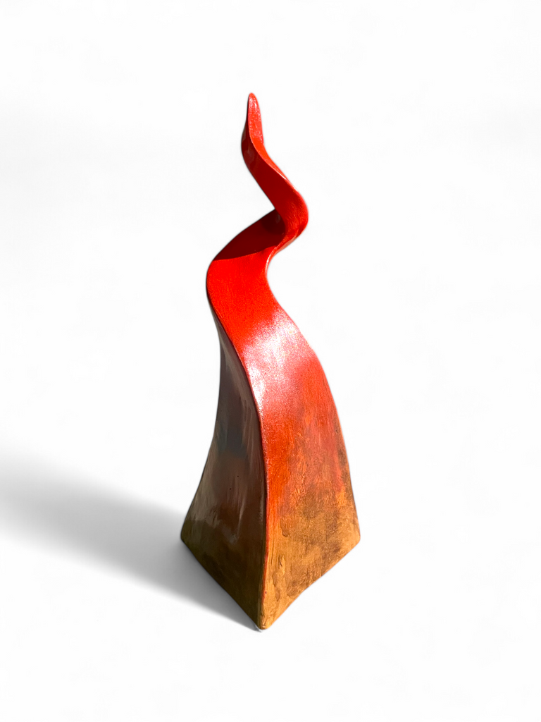 Corno base triangolare - Scultura in terracotta 25 cm