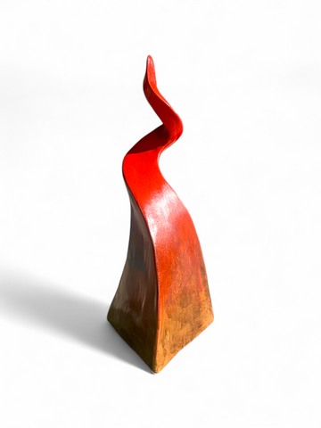 Corno base triangolare - Scultura in terracotta 25 cm
