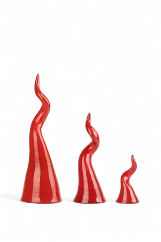 Red horn in glazed terracotta