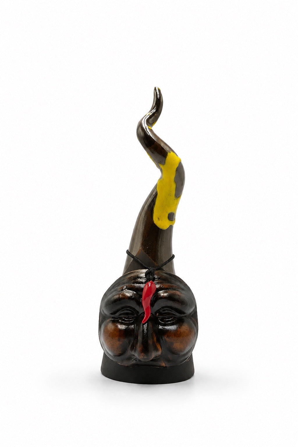 Corno con Maschera di Pulcinella - Argento e Giallo