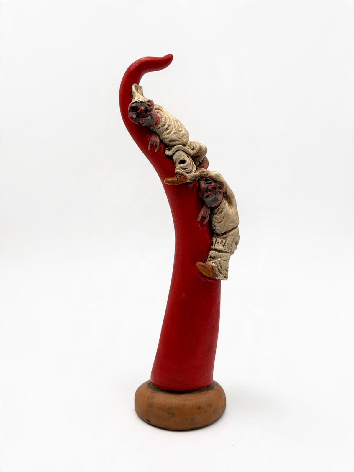 Corno portafortuna con 2 Pulcinella 28 cm