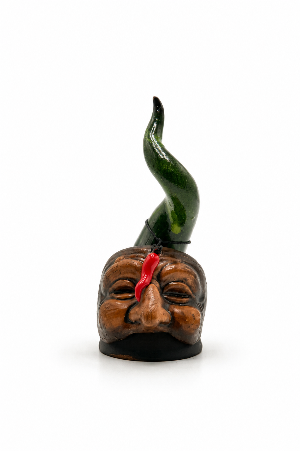 Corno con Maschera di Pulcinella - Verde