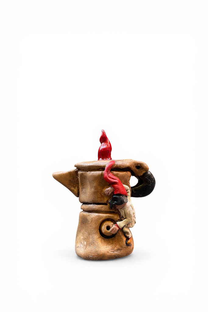 Mini Caffettiera con Pulcinella – 10 cm