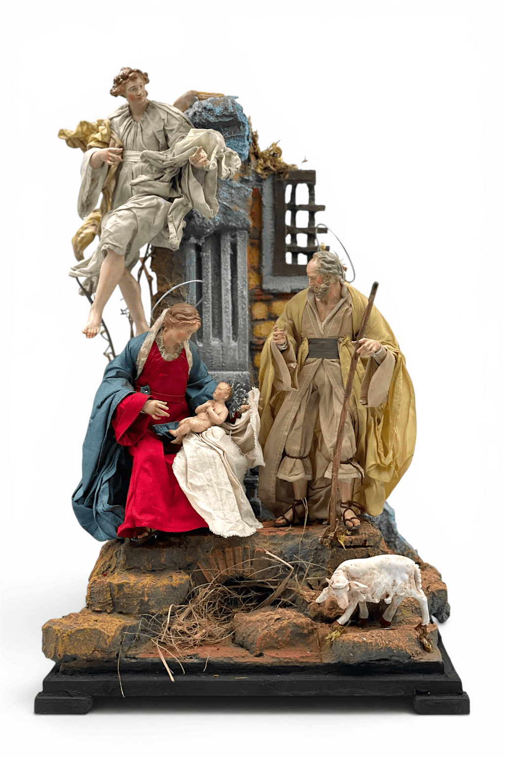 Natività Rossa e Angelo 20 cm su Scoglio