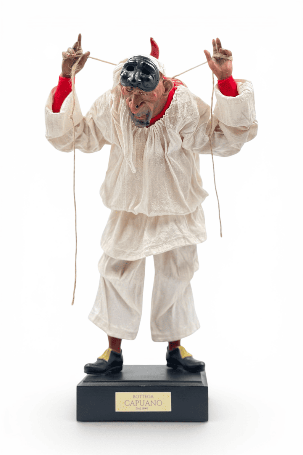 Pulcinella with tambourine - sculpture 25 cm