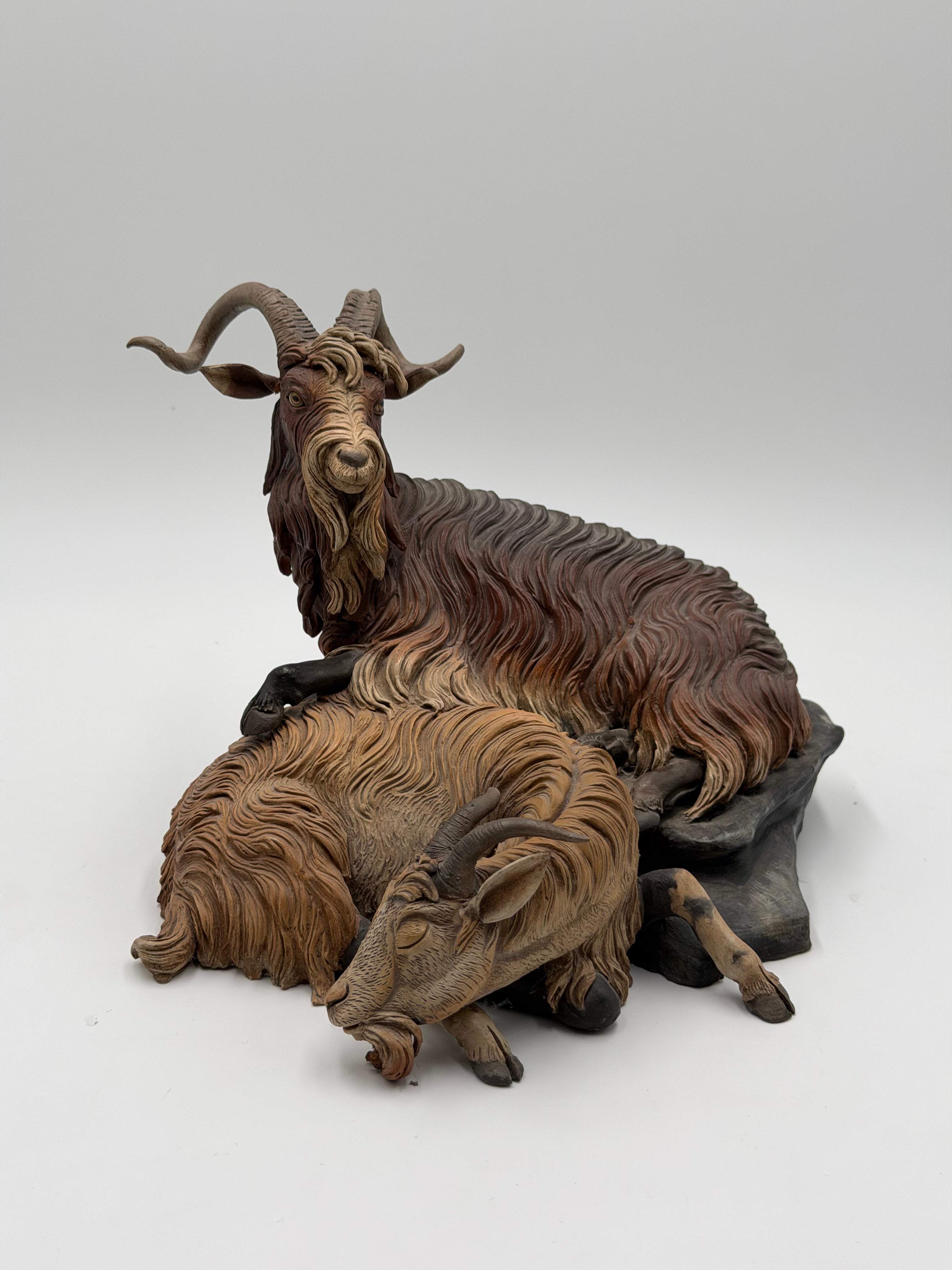 Crouching Bull Polychrome Terracotta 30 cm